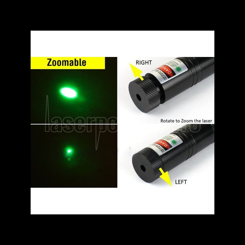 ZOOM 405nm Blue Visible Beam Light Laser Pointer W/ 4×16340 Batteries & 5 Caps! 