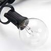 G40 25-LED Bombilla Lámpara de patio exterior Lámpara de cuerda con cable de lámpara negro Transparente y Plata