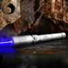UKing ZQ-j9 5000 mW 445nm Blue Beam Único Ponto Zoomable Laser Pointer Pen Kit Prata