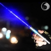 UKing ZQ-j11 6000mW 473nm Blue Beam Single Point Zoomable Laser Pointer Pen Kit Chrome Plating Shell Silver