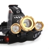 New Style 3 x XM-L T6 3800LM Stretchable Focusing 90-Degree Adjustable Waterproof LED Headlamp for Outdoor Activities Black & Lu