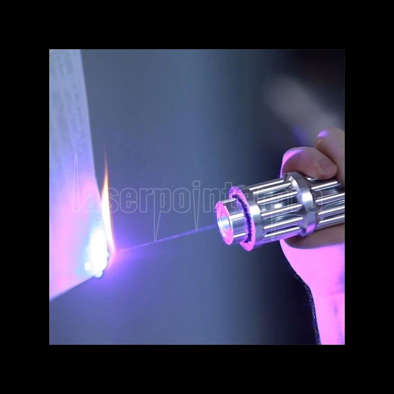 Ni Akvarium Pelagic 30000mw Burning 450nm 5 in 1 Skidproof Blue Laser Beam Laser Pointer Pen  Silver - Laserpointerpro
