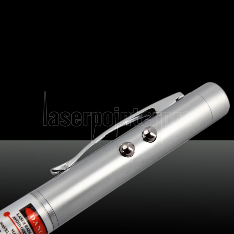 Shiny chrome 4-in-1 red beam Laser Pointer & LED light Stylus Pen with Black Cap 
