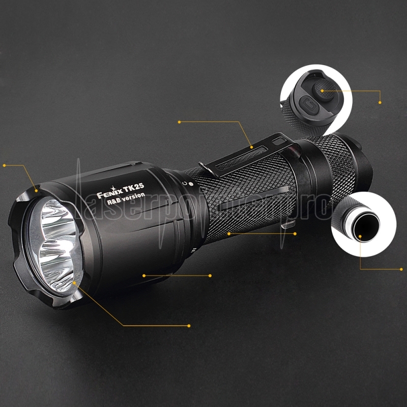 Fenix TK25UV 1000lm Tactical UV Flashlight with Premium Battery & Charging Cable 