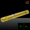 2Pcs 500MW fascio puntatore laser verde (1 x 4000mAh) Oro