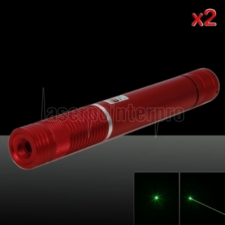 2Pcs 500MW feixe laser verde ponteiro (1 x 4000mAh) vermelho