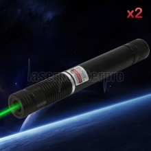 2Pcs 400MW Beam Green Laser Pointer (1 x 4000mAh) Noir