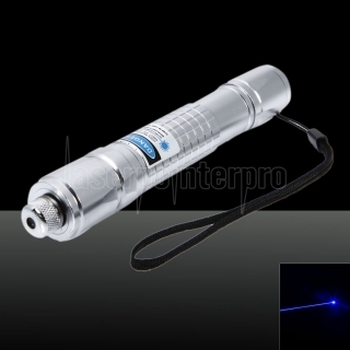 1500mW 450nm Feixe Light Blue Laser Pointer Pen Kit de prata