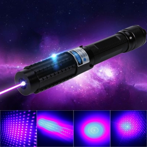 5000mW 450nm 5-in-1 Blue Beam Light Laser Pointer Pen Kit Black