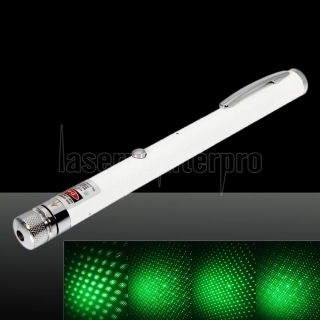 1mW 532nm Green Beam Light Starry Rechargeable Laser Pointer Pen White