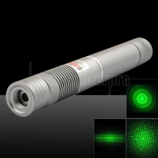 100mW 532nm grüne Lichtstrahl Licht Fokussierung Tragbare Laserpointer Silber LT-HJG0088
