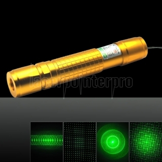 50mW 532nm Check Pattern 5-Mode Green Beam Light Zooming Laser Pointer Pen Kit Golden