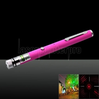 5-en-1 200MW 650nm Red Laser Beam USB Pen pointeur laser avec un câble USB et Laser Heads rose