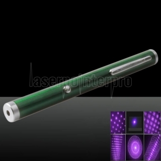 5-en-1 200mw 405 nm haz láser púrpura USB puntero láser con cable USB y Laser Heads Verde