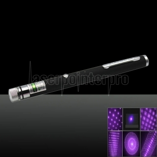 5-en-1 100mw 405 nm haz láser púrpura USB puntero láser con cable USB y Laser Heads Negro