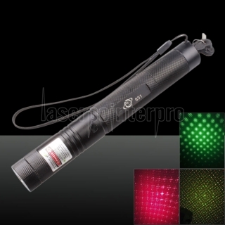 500mW 532nm 650nm 2-em-1 Dual Color Verde Red Light Laser Pointer Pen Preto