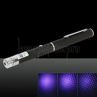 Motif 1mw 405nm étoilé bleu et violet clair nu stylo pointeur laser noir