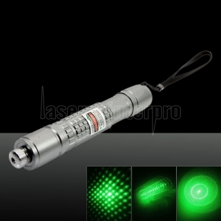 Patrón 1mw 532nm estrellada verde de luz láser puntero Pen con Cinco Laser Heads Plata