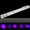 1mW 405nm Purple Beam Light Starry Light Style Middle-open Laser Pointer Pen with 5pcs Laser Heads Silver
