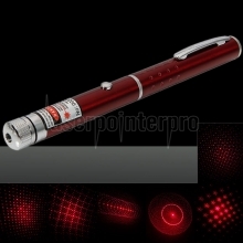 1mW 650nm Red Beam Light Starry Light Style Middle-open Laser Pointer Pen with 5pcs Laser Heads Red