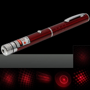 1 mw 650nm feixe de luz vermelha estrelada luz estilo médio-aberto caneta laser pointer com 5 pcs cabeças de laser vermelho