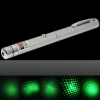 1mW 532nm Penna puntatore laser con apertura centrale a luce verde stellata leggera con 5 teste laser argento