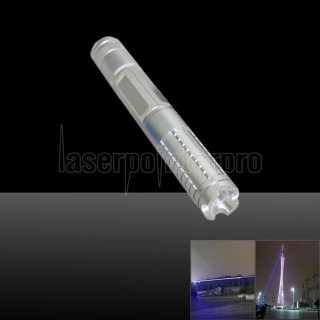 1500mW 405nm Pure blu fascio di luce multifunzionale ricaricabile Laser Pointer Pen Set Argento