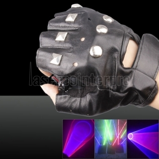 500mw 650nm & 405nm Red & Purple Light Color Swirl Light Style Rechargeable Laser Glove Black Free Size