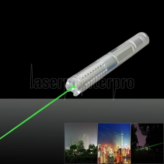 Estilo 5mw 532nm feixe de luz único ponto de luz separada Prata Cristal Laser Pointer Pen