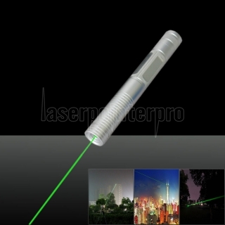 LT-0885 532nm 5mW Estilo Verde luz de la viga solo punto de luz independiente cristalina de plata lápiz puntero láser