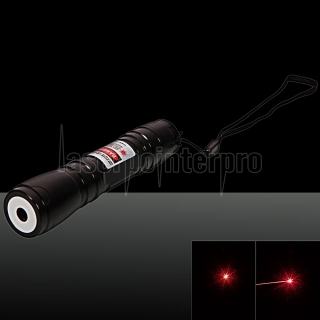 200mW 650nm Red Beam Single-point Stainless Steel Laser Pointer Pen Kit with Battery & Charger Black