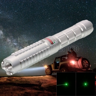 500mW 532nm Green Beam Kit puntatore laser in alluminio a punta singola con batteria e caricatore Silver