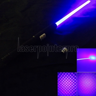 Zoomable Estilo 2000mW 450nm Light Blue Starry Estrela com Laser Espada Negra