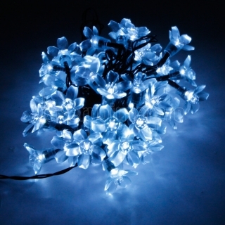 MarSwell 50 LED weißes Licht Solar Weihnachten Sakura Stil Dekorative Schnur-Licht
