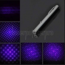200mW 405nm neue Stahlgehäuse Kaleidoskop Sternenhimmel Stil lila Licht wasserdicht Laserpointer Silber