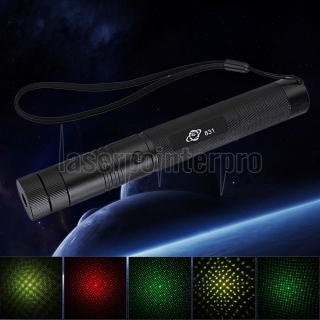 SHARP EAGLE ZQ-LA-09 3-en-1 1000mW 532nm / 650nm Vert et Rouge Lumière Starry Sky Style Aluminium Laser Pointer Noir