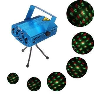 T-8886 6-in-1 Red & Green Light Auto Strobe & vocale Lumière Stage Laser Bleu