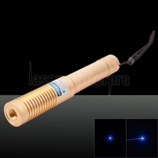 5000mW 450nm blaues Licht Einzel-Punkt-Art-Zoomable Dimmbare Edelstahl Zigarettenanzünder Laserpointer Goldene