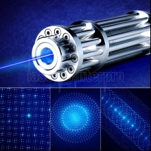 UKing ZQ-15B 3000mW 445nm Blue Beam Zoomable 5-em-1 Laser Pointer Pen Kit Prata