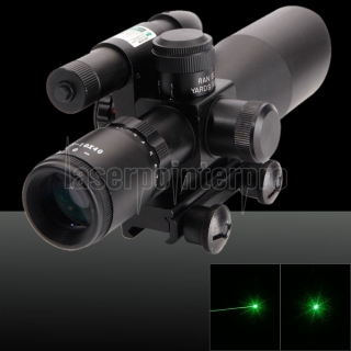 Multifuncional bateria-operado 2.5-10X Ampliação 532nm 5mW Verde feixe rifle com mira a laser preto