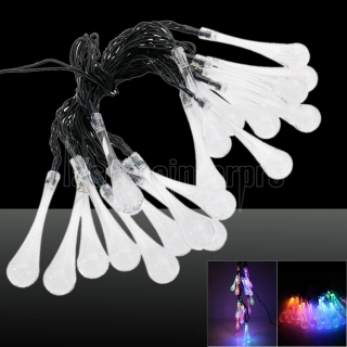 5m 2V Dark Green Wire 2-Mode 20-LED Waterdrop Shaped Lamp Solar String Light Colorful Light