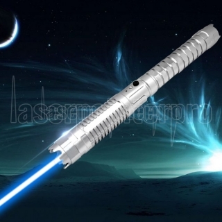 UKing ZQ-j8 3000mW 445nm Bleu Beam 3-Mode Zoomable 5-in-1 Pointeur Laser Kit Stylo Argent