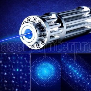 UKing ZQ-15USB Built-in Battery USB 5000mW 445nm Blue Beam Zoomable Laser Pointer Pen Silver