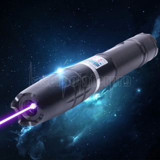 10000mW 450nm Blue Beam Single-Point-Edelstahl-Laserpointer Kit mit Batterien & Ladegerät Schwarz