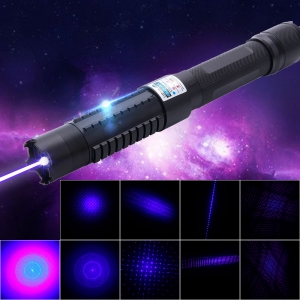 10000mW 450nm 5-in-1 Blau Strahl Licht Laserpointer Kit Schwarz