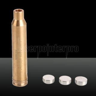 650nm Bullet Shape Laser Pen Red Light 3 x AG9 Baterias Cal: 300WIN Latão Cor