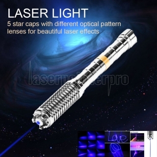 High Power Blue Laser Lighting Military Burning Light 450nm Beam Set 5mW+5Cap US 