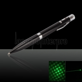 3 En 1 30 mW 532nm puntero láser verde pluma Negro (con una pila AAA)