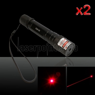 2pcs 300mW 650nm Open-volta Red Laser Pointer Pen Preto (852-type)