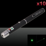 10Pcs 5mW 532nm Mid-open Green Laser Pointer Black (No Packaging)